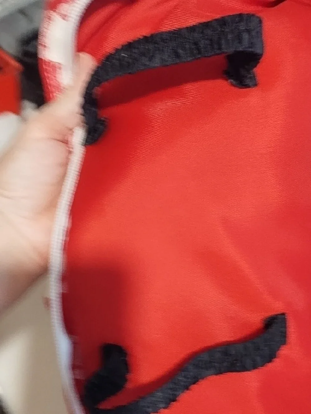 Red Checkered Tote Bag with White Handles EUC.